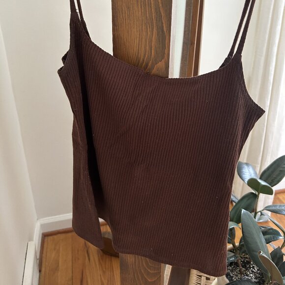 Reformation Women's Medium Brown Ribbed Knit Tank Top - Picture 2 of 11